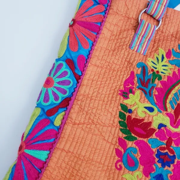 Karma Living Embroidered Bohemian Floral Plush Sholder Bag - Image 4