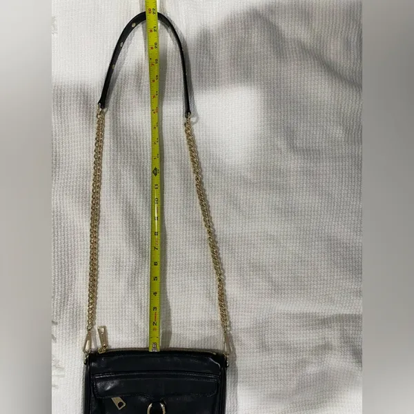 Rebecca Minkoff Mini M.A.C Leather Crossbody Bag Black/Light Gold - Image 14