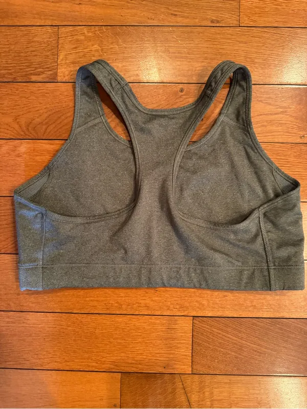 Nike Dri-Fit Racerback Sports Bra Heather Gray Classic Swoosh Size XL EUC - Image 4