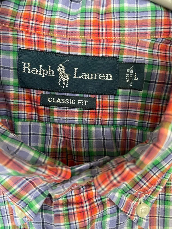 Ralph Lauren Men’s Shirt Blue Pink Plaid Button Down Pony Logo Multicolor Large - Image 4
