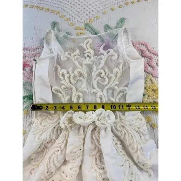 Mon Cheri‎ Bridals Wedding Gown White Embroidered Illusion Back Veil Set Size 10 - Image 13