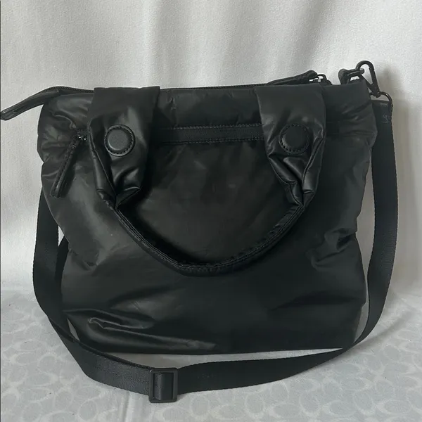 Caraa Sporty Black Puffy Nylon Detachable Strap Double Handle Tote Purse Bag 🌺🌺 - Image 3