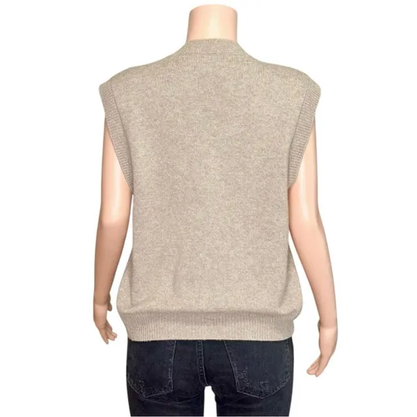 REFORMATION Jacqui Cashmere Sweater Vest, Oatmeal, Large - Image 4