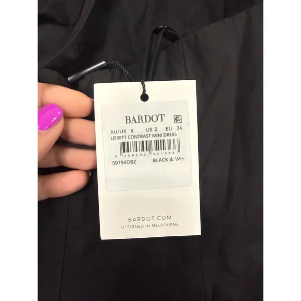 NWT Bardot Lissett Contrast Poplin Bubble Hem‎ Mini Dress - Size US 2 / AU 6 - Image 3