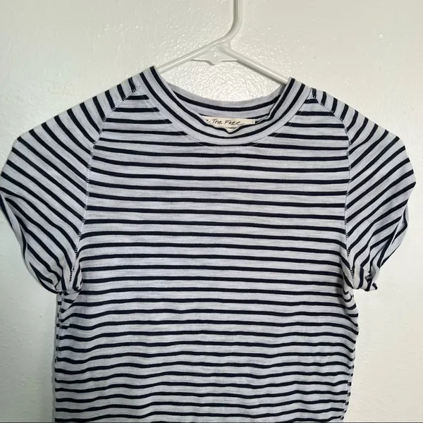 Free People We The Free Women's Size XS Night Sky‎ Top Blue Striped Short Sleeve - Image 7