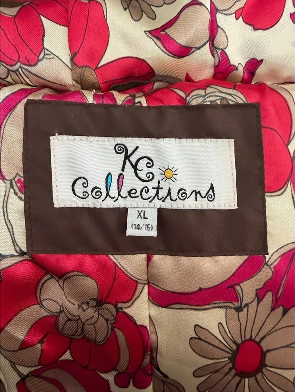 KC Collections brown puffer coat with faux fur hood - Image 2