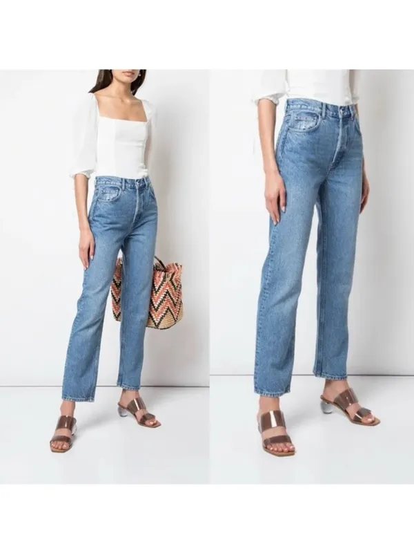 NWT Reformation Cynthia High Rise Straight Leg Jean 30 Mykonos Relaxed Blue - Image 2