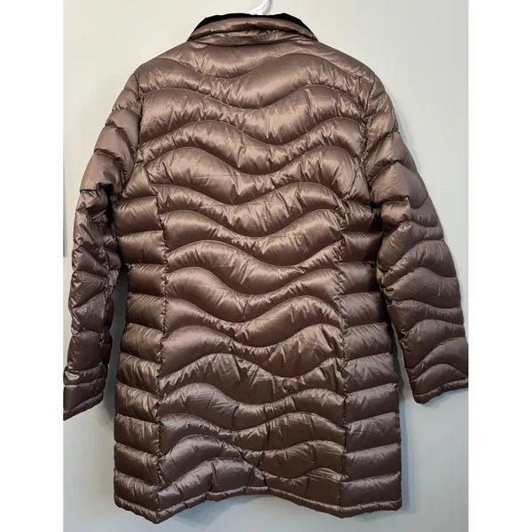 Andrew Marc Womens XL Coat Packable‎ Premium Down Puffer Taupe Metallic Hood - Image 4