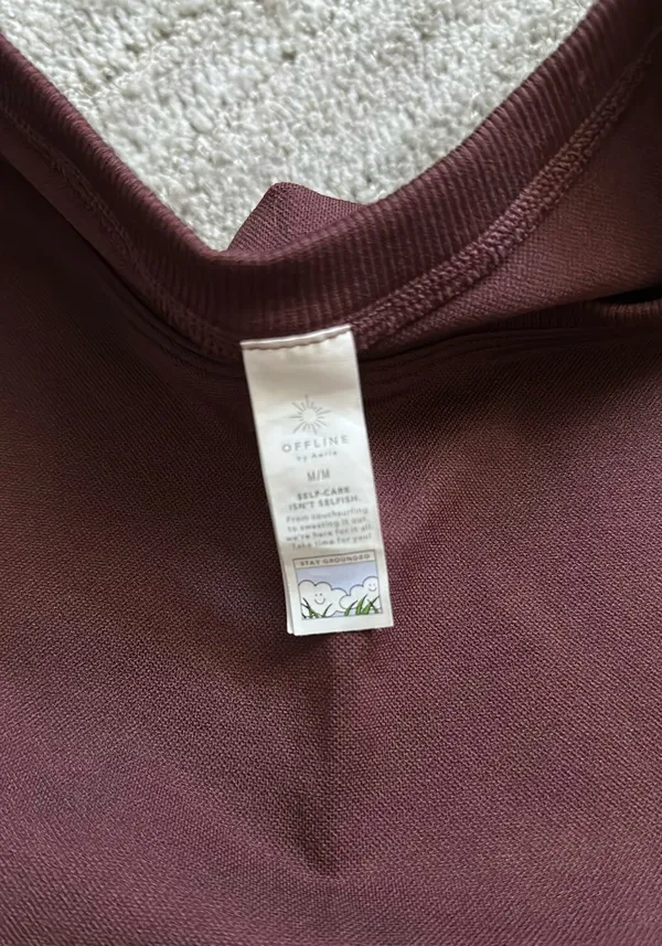 OFFLINE by Aerie Sidewalk Seamless Cropped T-Shirt Maroon - Image 3