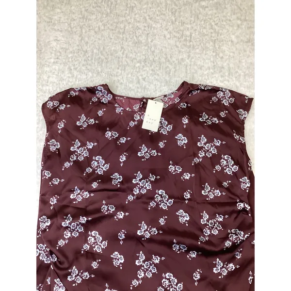 A New‎ Day Womens 1X Burgundy Blue Floral Satin Sleeveless Midi Dress NWT…. - Image 3