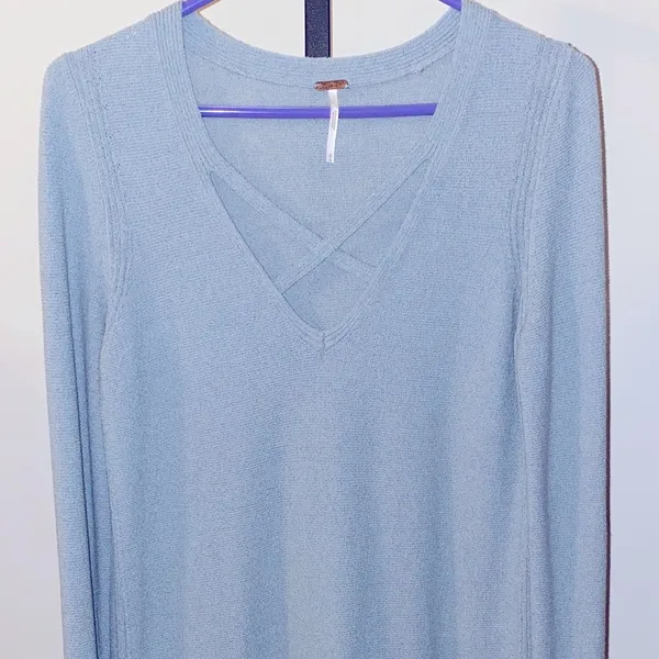 Free People Waterfall Crisscross Hi Lo Tunic Sweater Size Medium - Image 3