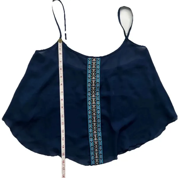 January 7 Sheer Women's Crop Top S Aztec Summer Festival Embroidered Blouse - Image 6