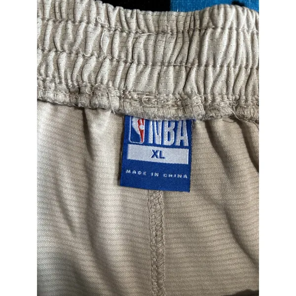 NBA Classic Basketball Shorts Elastic Waist Size XL Black/Tan Active‎ Logo - Image 6