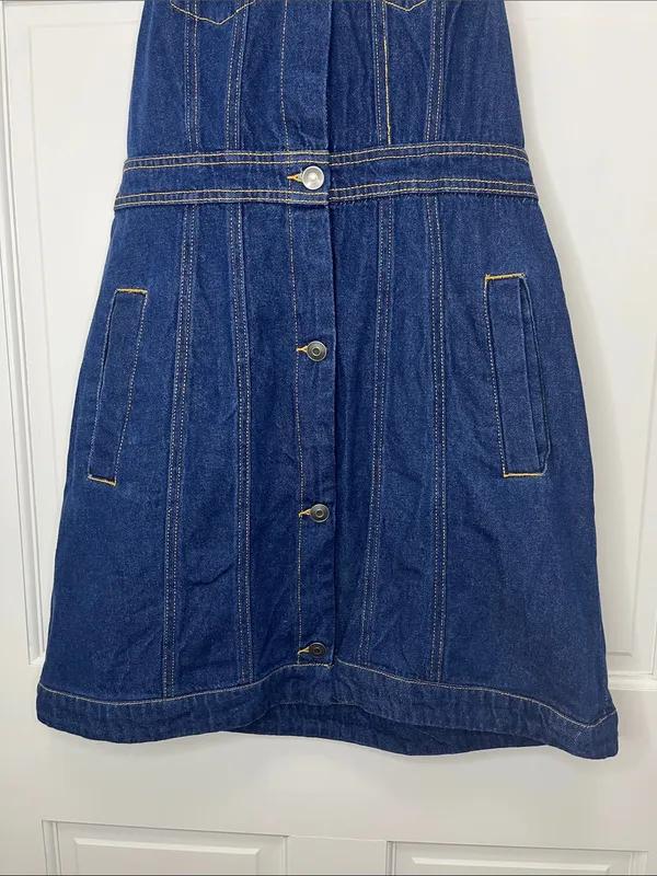 Future Collective Alani Noel Sleeveless Collared Denim Mini Dress - Size 4 - Image 6