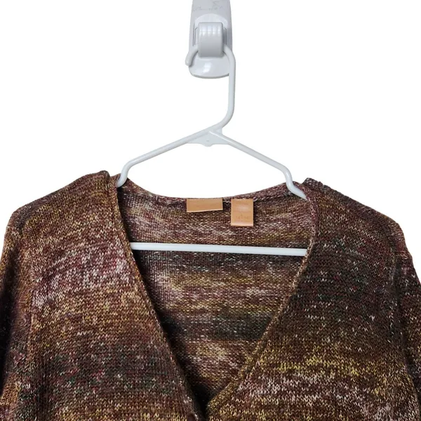 North Crest Brown Striped Button Wool Blend Cardigan Sweater Size Large 14-16 - Image 3