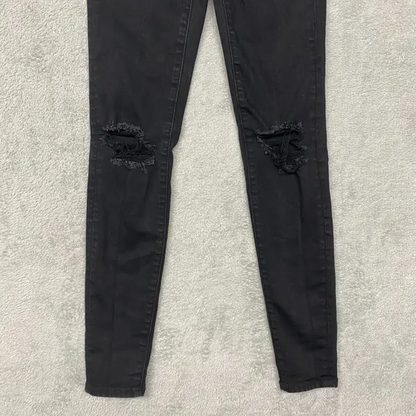 American‎ Eagle Jeans Womens 2 Black Wash High Rise Jegging Ripped Distressed - Image 3
