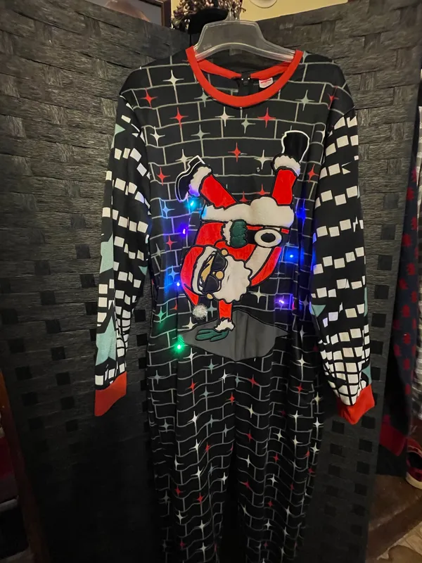 Holiday Time Santa Claus unisex bodysuit Christmas Onesie sz Lg RARE works! - Image 12