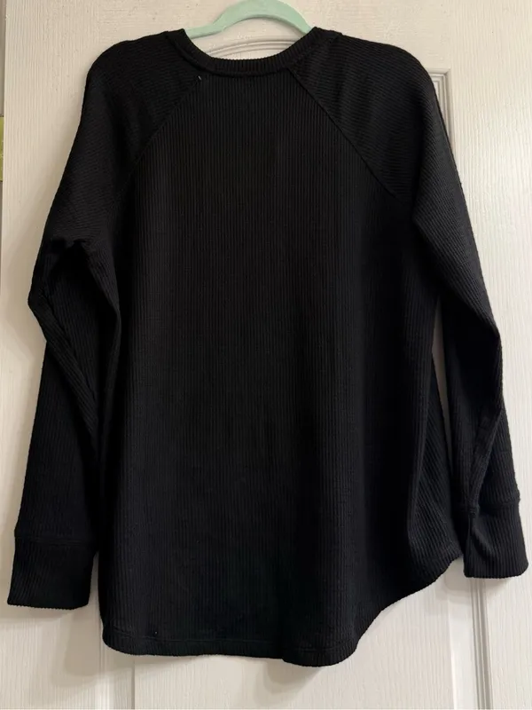 American Eagle Outfitters AE Black Long-Sleeve Waffle Plush Tee Shirt - size XL - Image 6