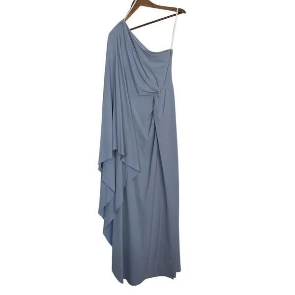 Halston Heritage Ariella Powder Blue One Shoulder Cape Sleeve Gown Size 4 NWT - Image 5