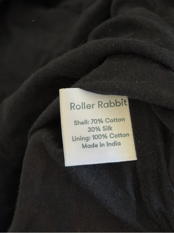 Roller Rabbit Tiered Cotton Silk Blend Dress Size Small Black Long Sleeve - Image 9