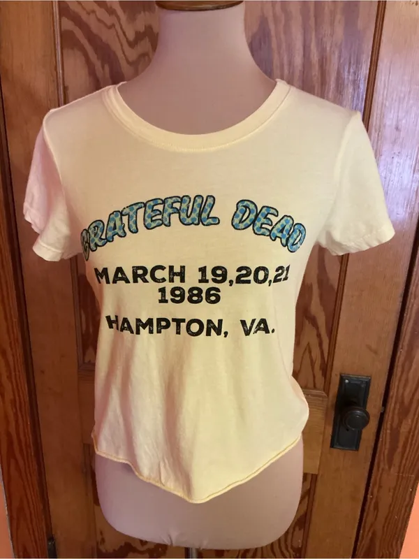 Grateful Dead Hampton VA 1986 Yellow Organic Cotton Baby Tee Medium - Image 9