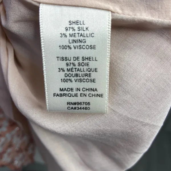 REBECCA TAYLOR Lucia Pink Floral Gold Metallic Dress Size 4 - Image 9