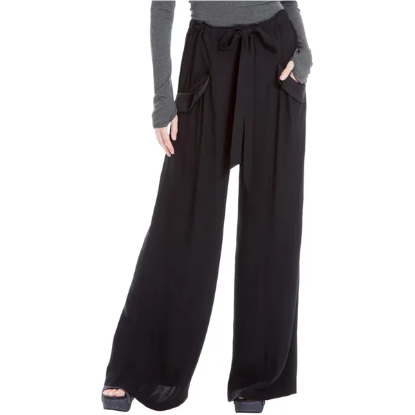 NWOT Max Studio Edit Wide-Leg Drawstring waist flap pockets Black Pocket Pants Sz M Relaxed wide-leg - Image 2