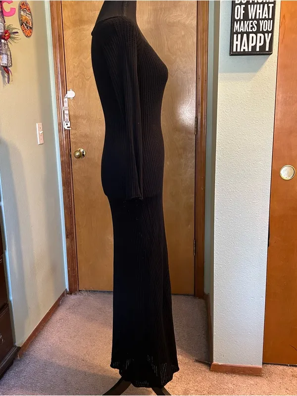 Princess Polly black semi sheer long sleeve fishnet maxi dress coverup 8 bodycon - Image 2