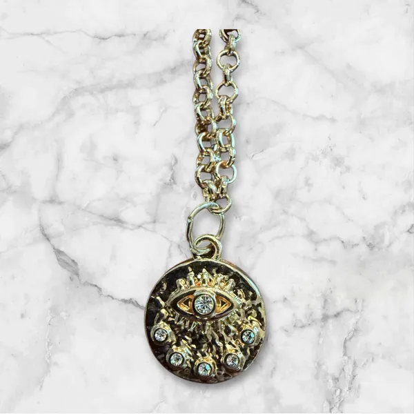 Gold Evil Eye Pendant Necklace - Image 2
