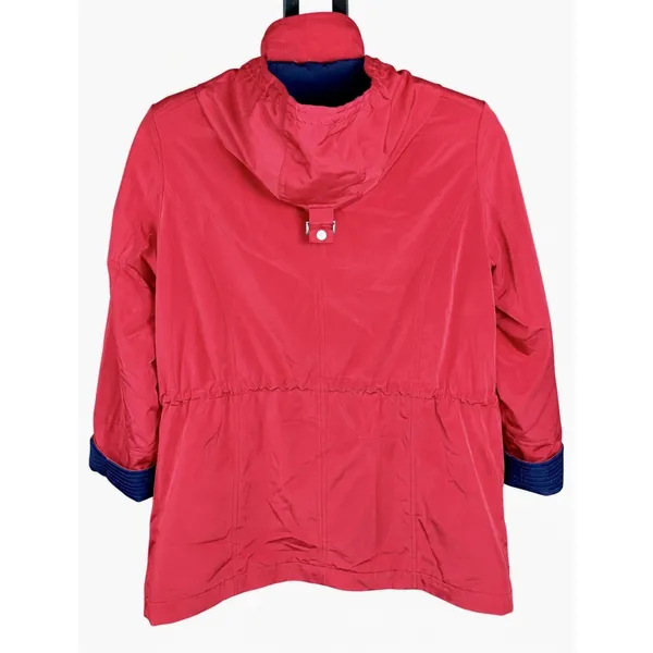 Liz Claiborne Women’s Red Hooded Anorak Jacket Petites PM Mid-Length Zip - Image 5