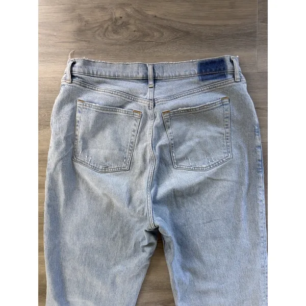 Abercrombie & Fitch The Dad High Rise Criss Cross Light Wash Jeans Size 14s/32 - Image 9