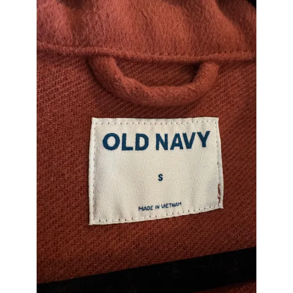 Old Navy Womens Rust Orange Wool Blend Shacket Button Front Shirt Jacket Small - Image 4