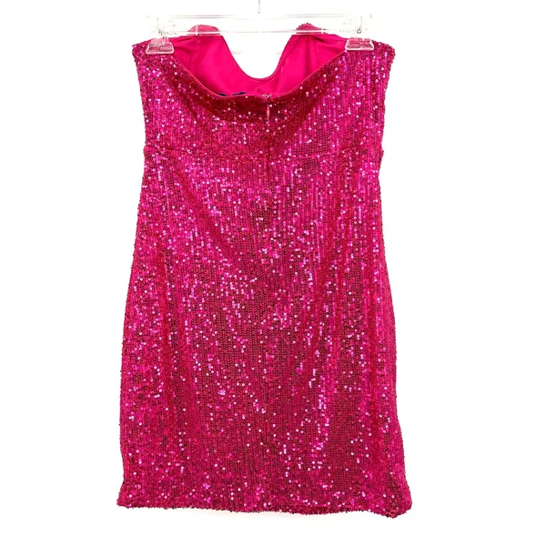 She +‎ Sky size Medium pink sequin sparkly strapless mini dress New with Tags - Image 2