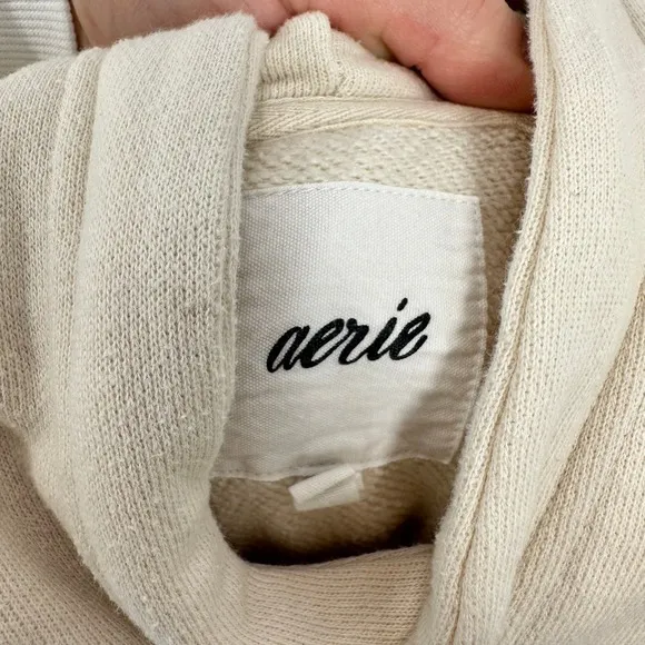 Aerie Women's‎ Size Small Cream Ruched Side Hoodie Sweatshirt Casual Loungewear - Image 10
