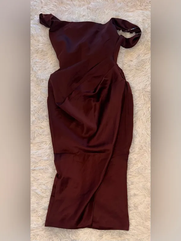 NEW HOUSE OF CB Rhonda Raisin Off Shoulder Corset Dress sz S - Image 7