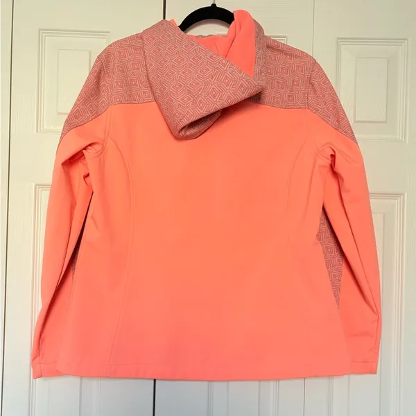 FreeTech Size Large Bright Orange Pink Waterproof Zip Up Pockets Jacket - Image 4