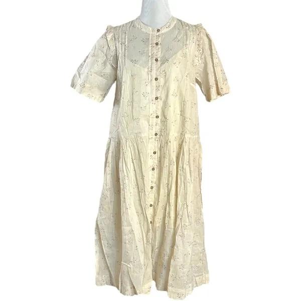 Free People Dainty Ethereal Cottage Bella Mae Midi Dress Vanilla Floral Small - Image 8