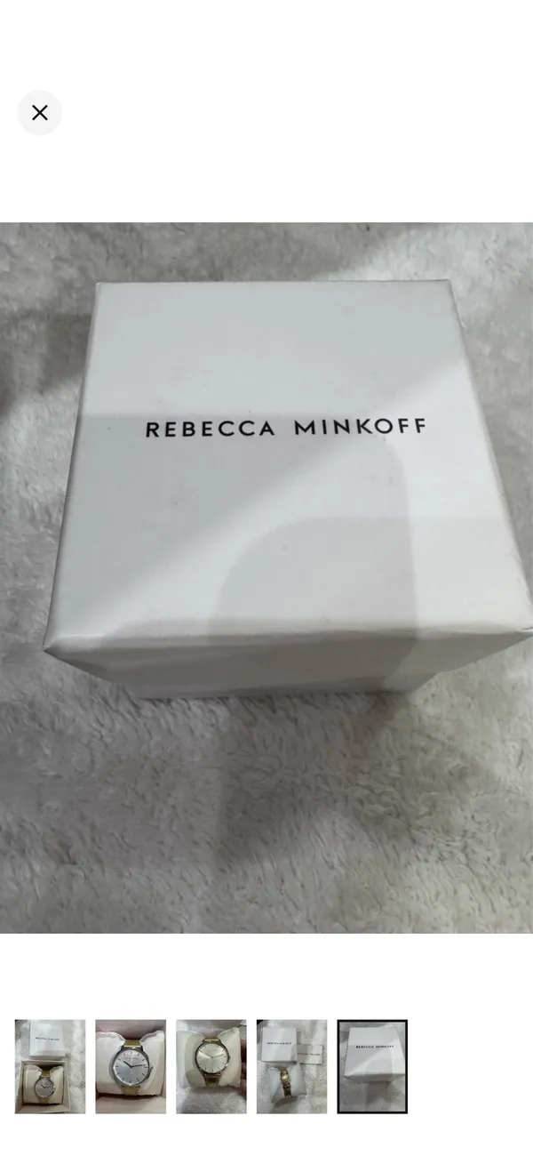 Rebecca Minkoff Metallic Gold Strap Silver Dial Watch - Image 5