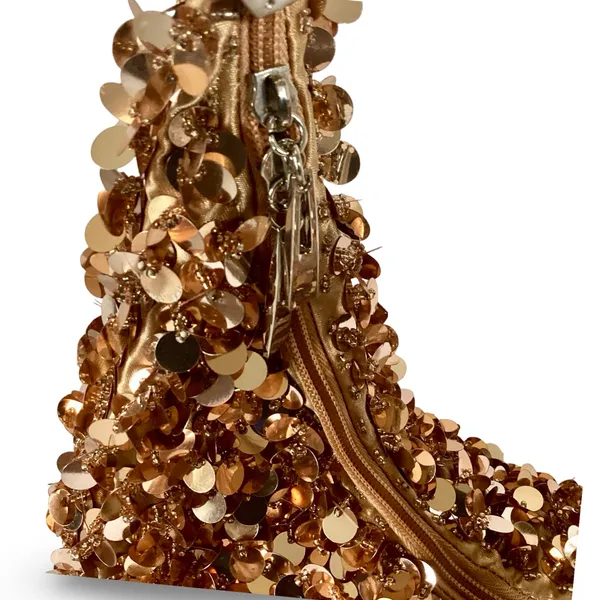 Sequin Beaded Evening Handbag Gold - Image 5