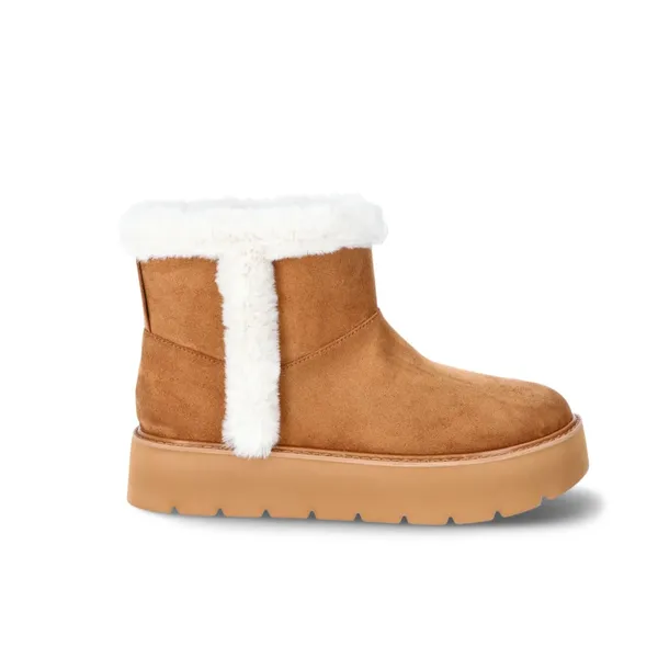 Time and Tru Womens Ankle Boots Size 7 Tan Platform Mini Cozy Faux Fur Pull On - Image 9