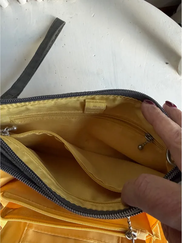 Baggallini Gray Wristlet Organizer with Yellow Interior - Image 6