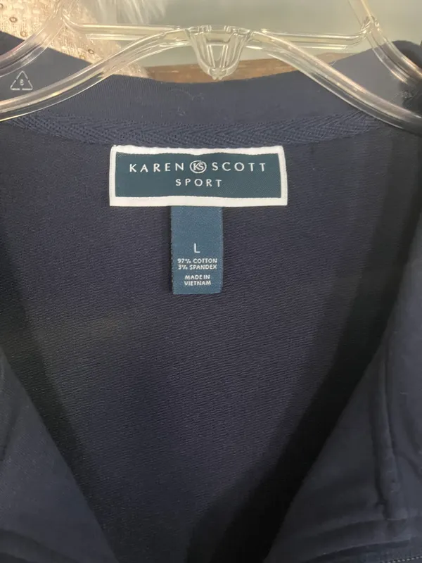 Karen Scott Sport Blue Zip Up Tunic Jacket Size Large - Image 2