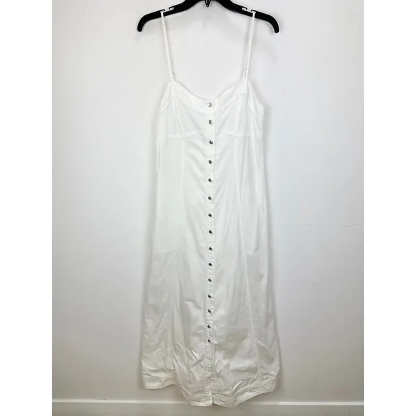Free People Just Jill Maxi Denim Dress White A Line Sleeveless Pockets Medium - Image 5