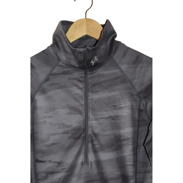 Under Armour Quarter Zip Pullover Women Grey Camo Good Thumbhole Athletic - Image 3