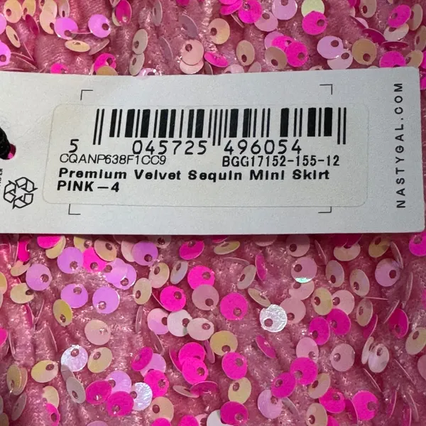 NASTY GAL Premium‎ Velvet Pink Sequin Mini Skirt Size 0 - New With Tags - Image 7