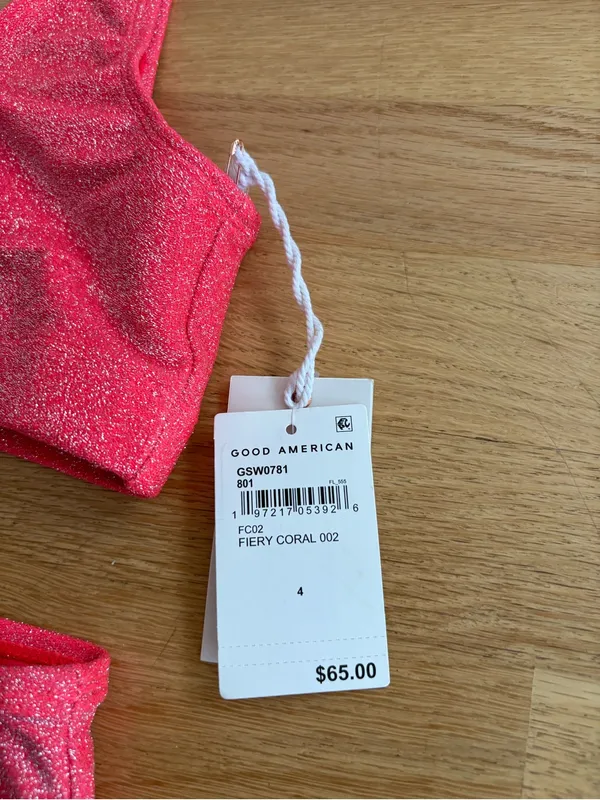 Good American Fiery Coral Sparkle Bikini Set - Image 3