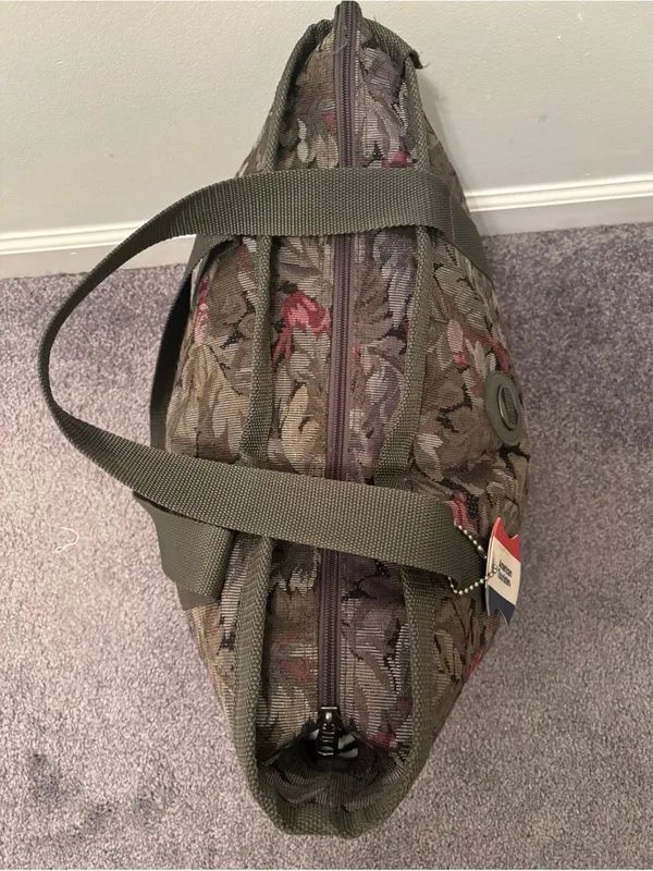 Large Floral Jacquard American Tourister Tote in Olive - Image 5