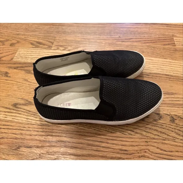 J.Crew‎ Perforated Slip On Sneakers Loafer Shoe Slides Casual Black Size 9 M - Image 2
