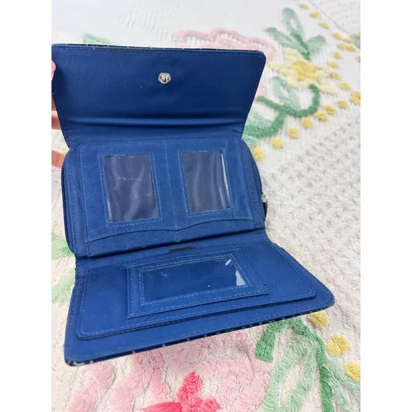 Hato Hasi Navy Blue Croc Embossed Faux Leather‎ Flap Wallet Organizer - Image 6