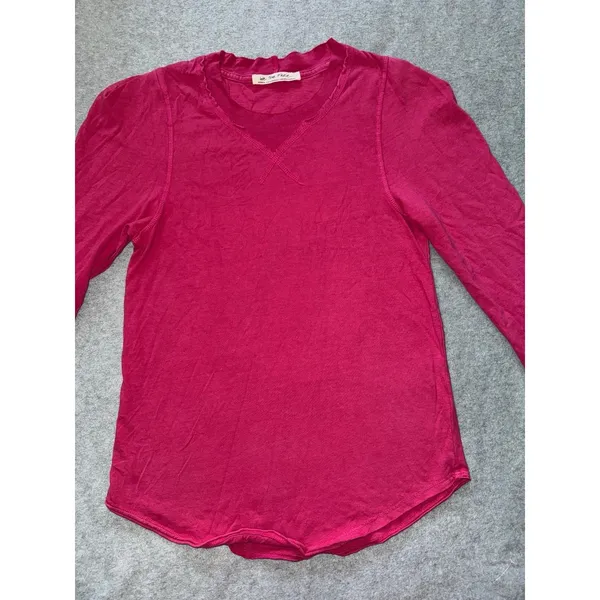 Free People We The Free Long Sleeve V Neck‎ Top Pink Size Medium - Image 2